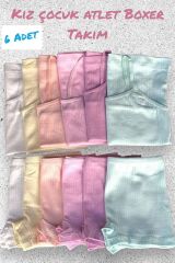 Kossiga 6'lı Pastel Renk Kız Çocuk Fitilli Atlet & Boxer Takım