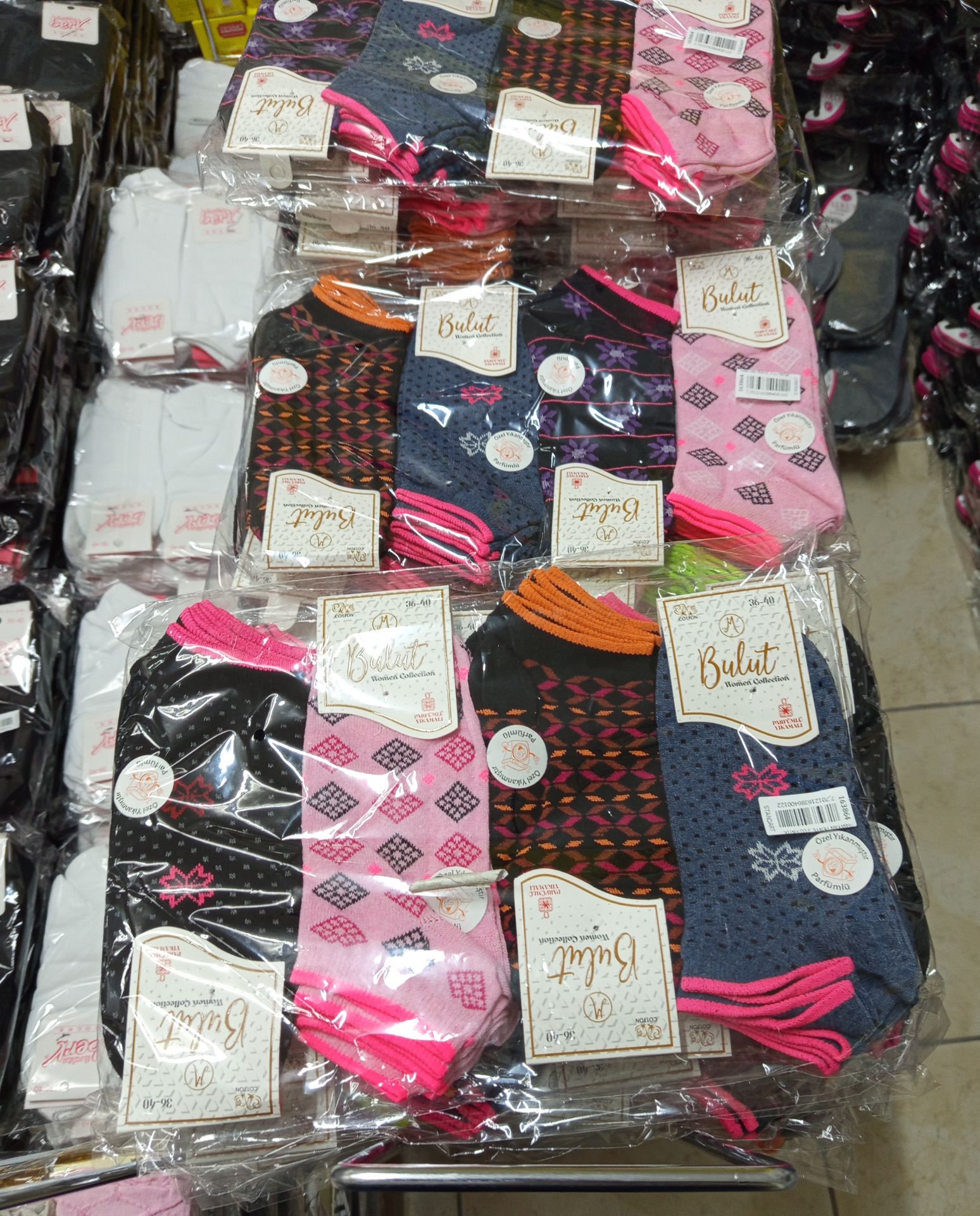 Ekonomik Desenli Penye Kadın Patik Çorap 12'li Paket