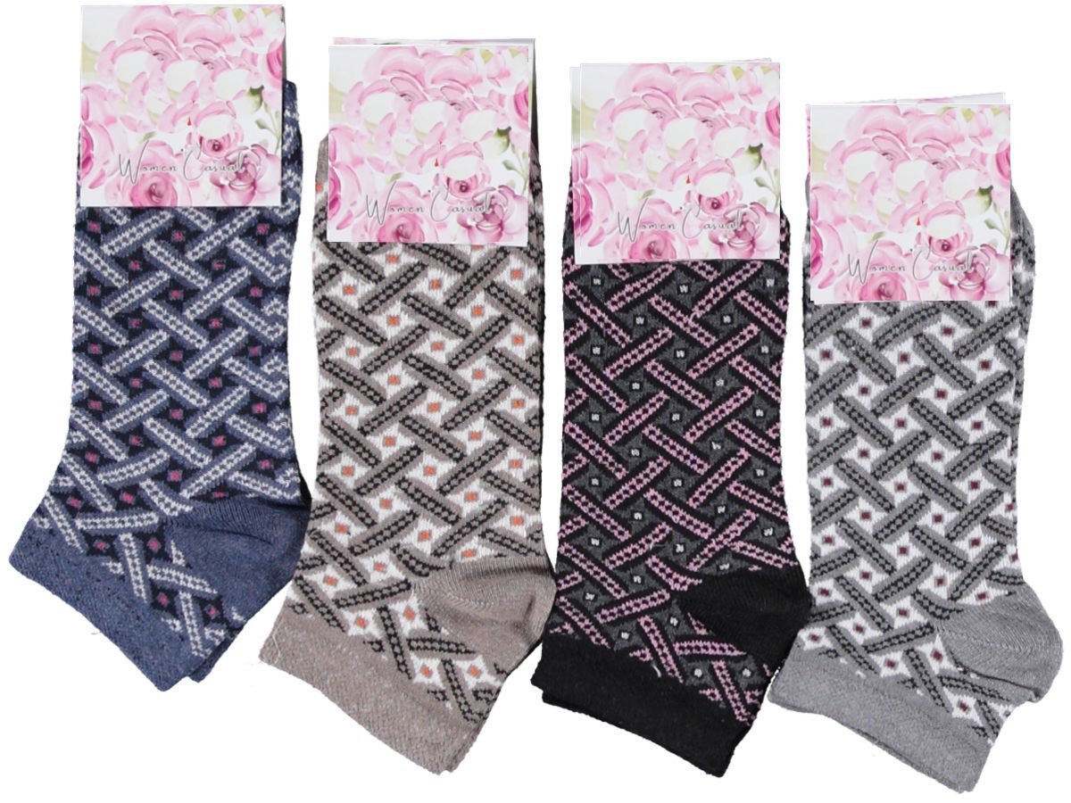 Kadın Patik Çorap Renkli Desenli Yazlık 12'li