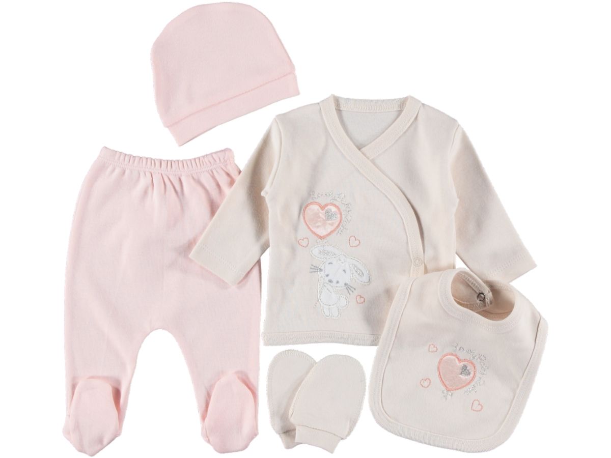 Balonlu Tavşan 5 Parça Zıbın Set