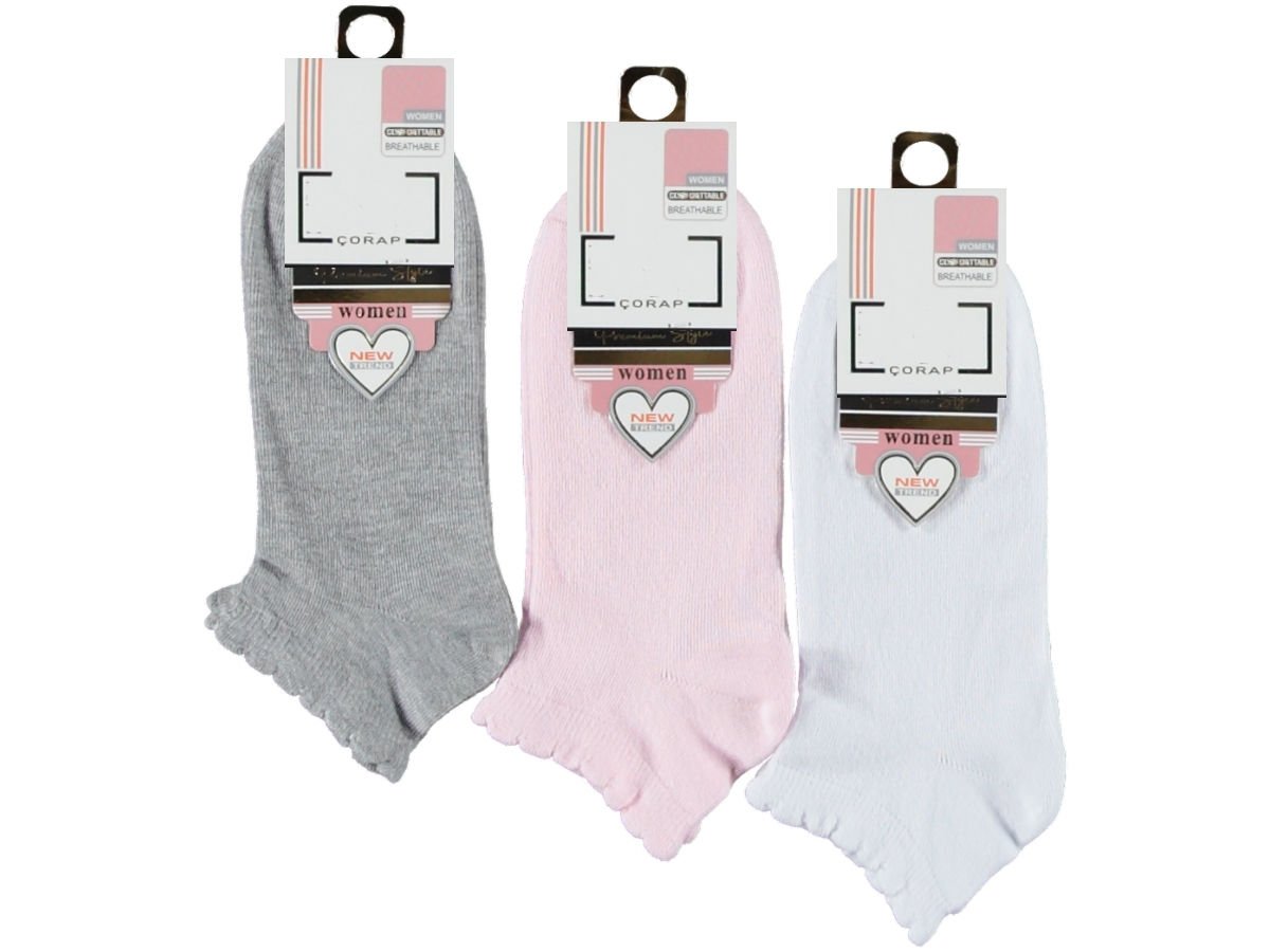 Dikişsiz Yıkamalı Penye Kadın Patik Çorap 12'li Paket