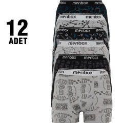 Menbox 1052 Desenli Erkek Likralı Boxer 12'li