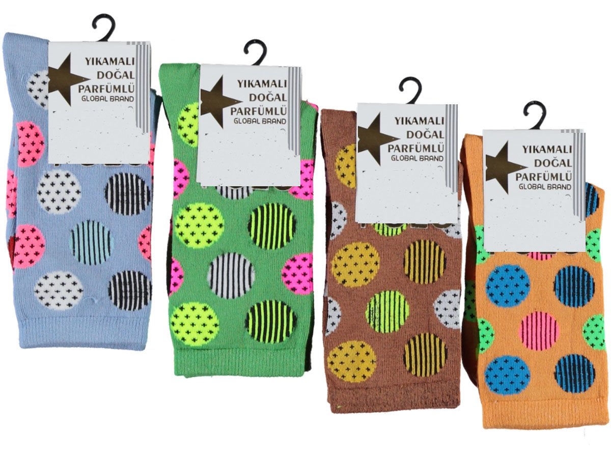 Kadın Penye Yıkamalı Parfümlü Soket Çorap 12'li Paket