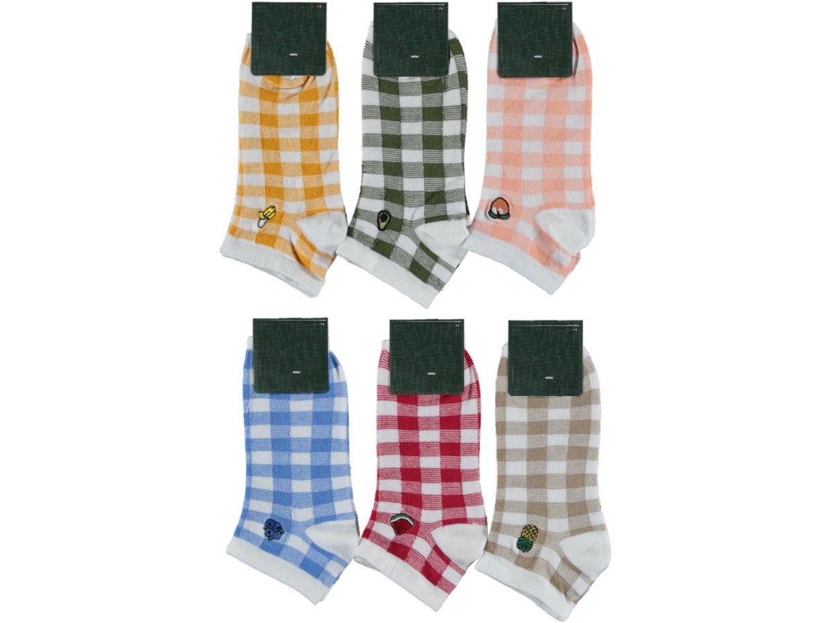 Nakışlı Kadın Patik Çorap 12'li Paket