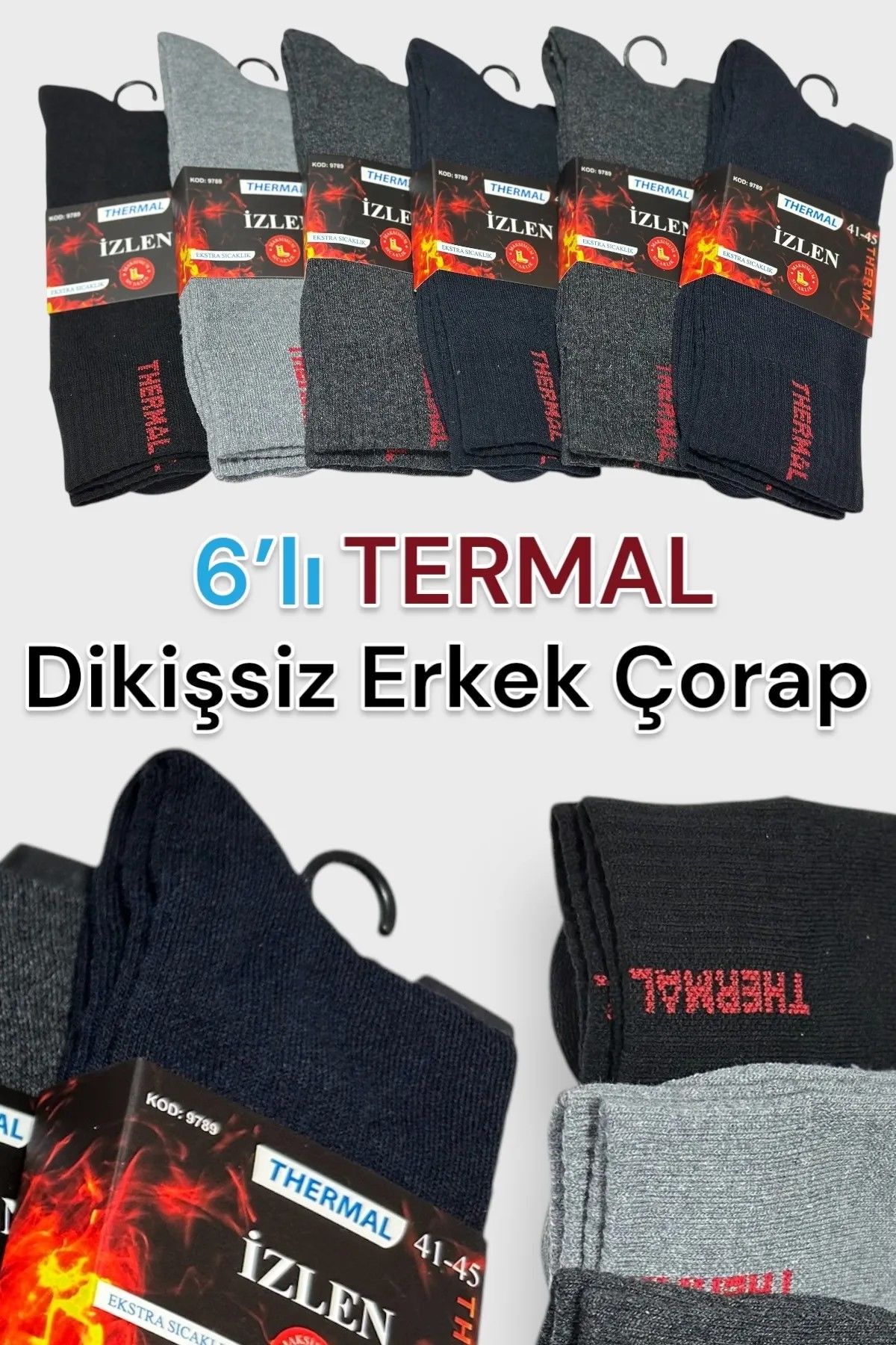 Erkek 6 Çift Erkek Thermal Kışlık Siyah Havlu Çorap